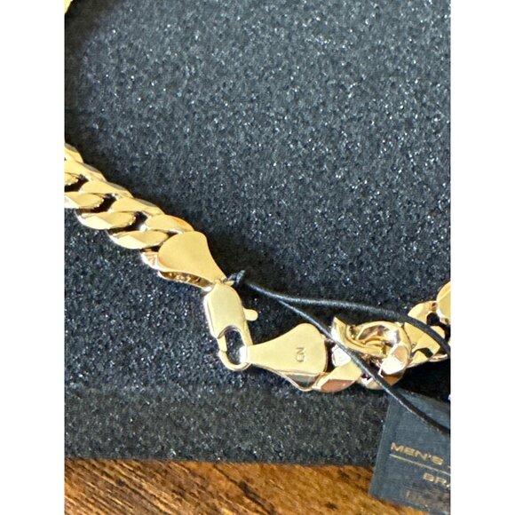 Mens 24" Gold Brass Cuban Link Necklace By Bain & Miller In Black Gift Box - Picture 7 of 10